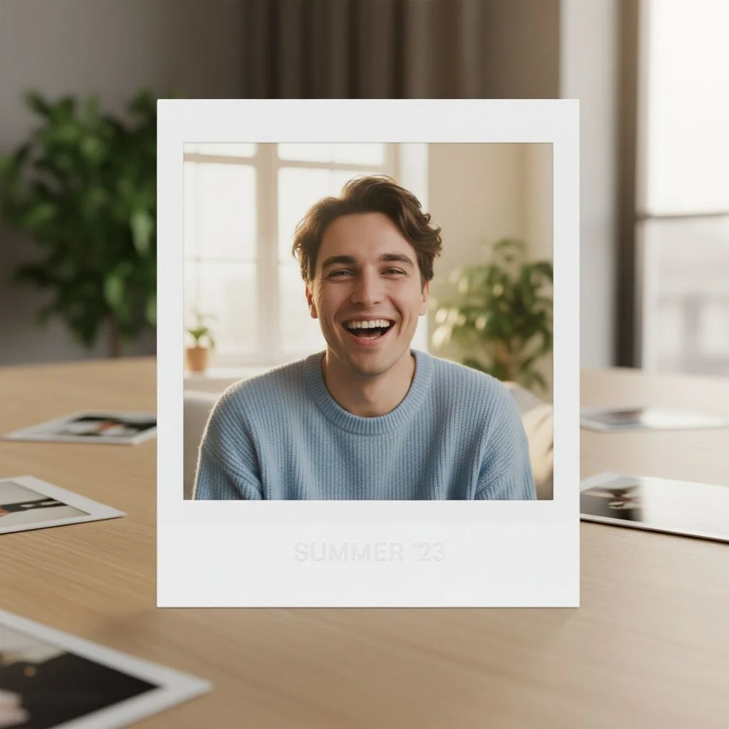 Portrait with instant frame